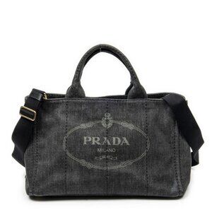Prada Canapa Tote Black Denim